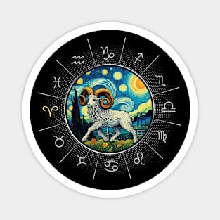 ZODIAC Aries - Astrological ARIRS - ARIRS - ZODIAC sign - Van Gogh style - 5 Magnet